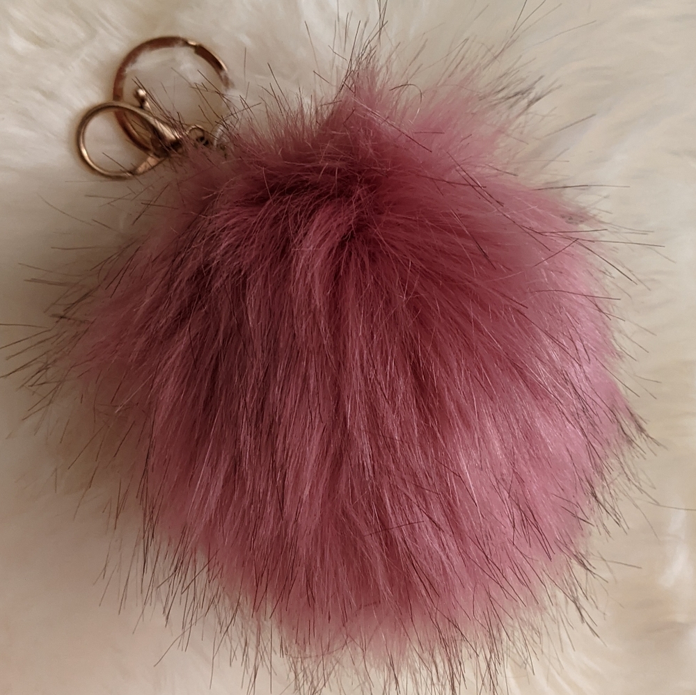Large Pink Faux Fur Purse Pouf